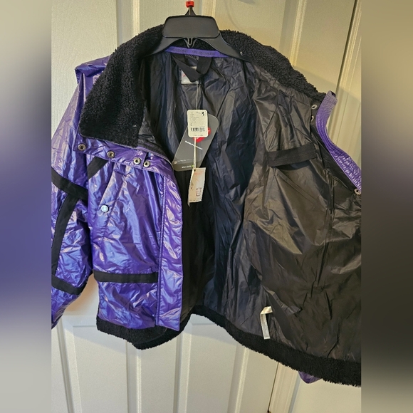 Free People NWT FP Movement Vagabond Fleece Bomber Jacket Purple Size M - Picture 8 of 11